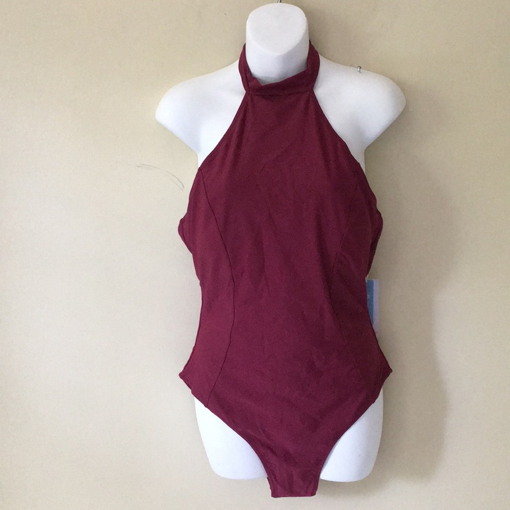 NWT CupShe One Piece Halter Swimsuit Sz Large New